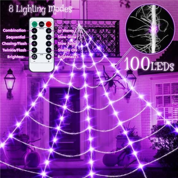 16 Ft Halloween Spider Web Lights – Super-Realistic Giant Cobweb - Picture 4 of 7